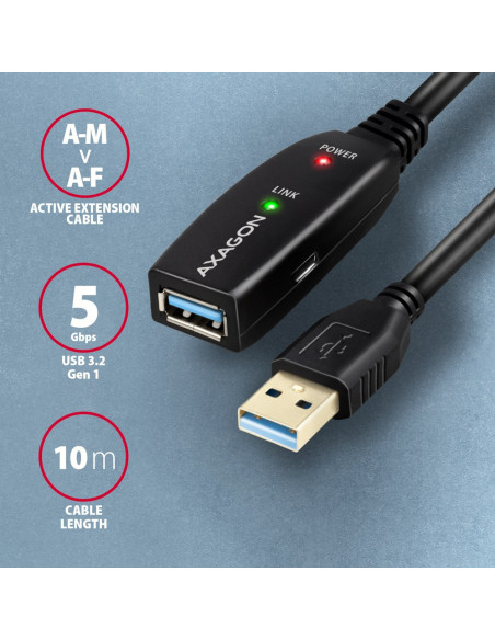 Axagon N Adr-310 Usb 3.2 Gen 1 A-M -  A-F Aktivni Prodlu?Ovaci Repeater Kabel Kabel Usb Usb 3.2 Gen 1 (3.1 Gen 1) 10 M Usb A Cza