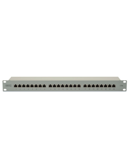 Digitus Panel Krosowy (Patch Panel) 19'' 24X Rj45, Lsa Poziom, Kat.5E, Ekranowany, 1U, Szary, Prowadnica Kabli