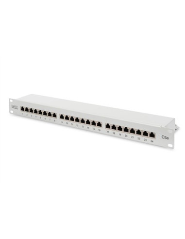 Digitus Panel Krosowy (Patch Panel) 19'' 24X Rj45, Lsa Poziom, Kat.5E, Ekranowany, 1U, Szary, Prowadnica Kabli