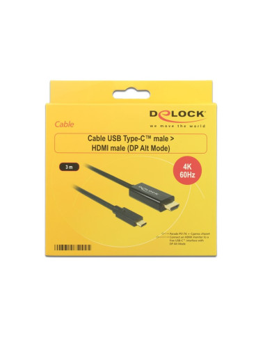 Delock 85292 Adapter Kablowy 3 M Usb Type-C Hdmi Czarny