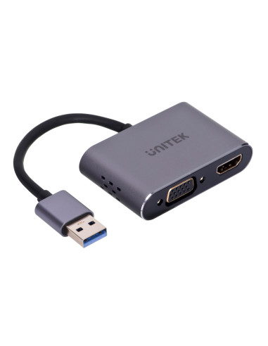 Unitek Adapter Usb-A - Hdmi & Vga, Fullhd, M/F