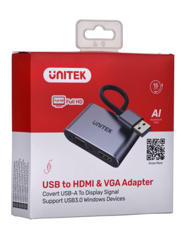 Unitek Adapter Usb-A - Hdmi & Vga, Fullhd, M/F