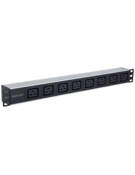 Intellinet 163613 Rozdzielacz Zasilania Pdu 8 X Gniazdo Sieciowe 1U Czarny, Srebrny