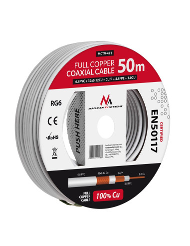 Kabel Koncentryczny Maclean Mctv-471 (50M   Kolor Biały)