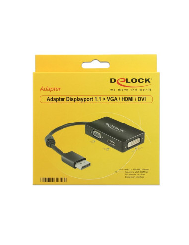 Delock 0.16M Displayport/Vga+Hdmi+Dvi 0,16 M Vga (D-Sub)+ Hdmi + Dvi Czarny