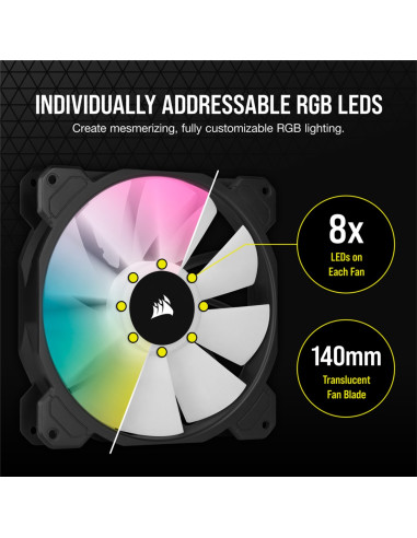 Corsair Sp140 Rgb Elite Obudowa Komputera Wentylator 14 Cm Czarny 1 Szt.
