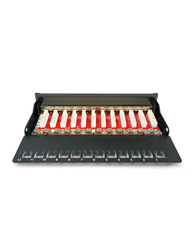 Digitus Panel Krosowy (Patch Panel) Desktop (Biurkowy) 12X Rj45, Lsa Poziom, Kat.6A, Ekranowany, Czarny, Prowadnica Kabli