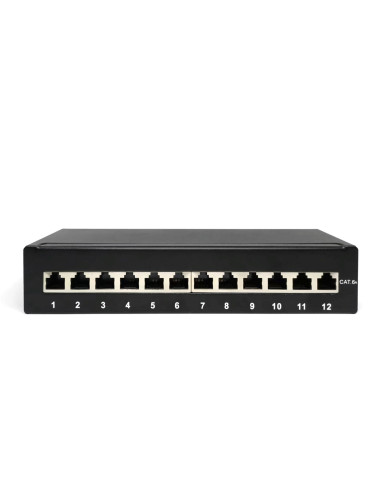 Digitus Panel Krosowy (Patch Panel) Desktop (Biurkowy) 12X Rj45, Lsa Poziom, Kat.6A, Ekranowany, Czarny, Prowadnica Kabli