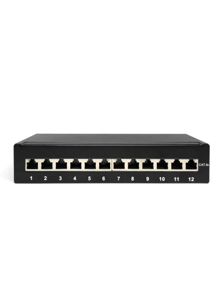 Digitus Panel Krosowy (Patch Panel) Desktop (Biurkowy) 12X Rj45, Lsa Poziom, Kat.6A, Ekranowany, Czarny, Prowadnica Kabli