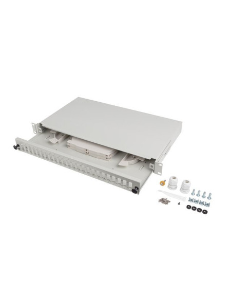 Przełącznica Światłowodowa Lanberg 24Xsc Duplex / 24Xlc Quad Rack 19" 1U Szara + Akcesoria