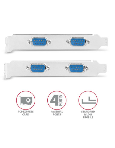 Axagon Pcea-Psn Pcie- Mit 4X Seriell-Ports - Asix Ax99100 Chipsatz Adapter Wewnętrzny Rs-232