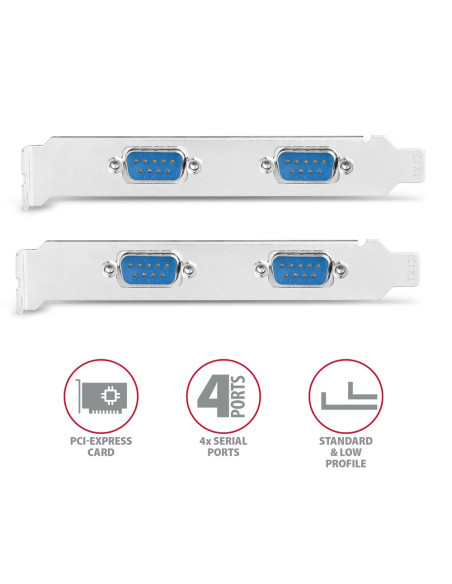 Axagon Pcea-Psn Pcie- Mit 4X Seriell-Ports - Asix Ax99100 Chipsatz Adapter Wewnętrzny Rs-232