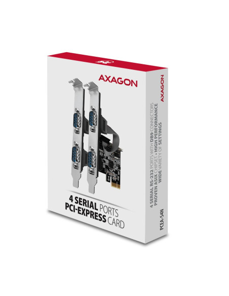 Axagon Pcea-Psn Pcie- Mit 4X Seriell-Ports - Asix Ax99100 Chipsatz Adapter Wewnętrzny Rs-232