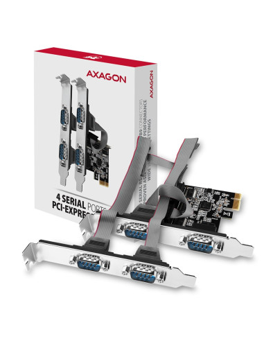 Axagon Pcea-Psn Pcie- Mit 4X Seriell-Ports - Asix Ax99100 Chipsatz Adapter Wewnętrzny Rs-232