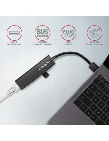 Axagon Hma-Gl3A Multiport-Hub Usb 3.0 Typ A Gbit-Lan 3X Usb-A Microsd Przewodowa Usb 3.2 Gen 1 (3.1 Gen 1) Type-A Czarny