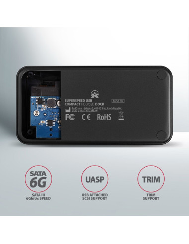 Axagon Adsa-Sn Stacja Dokująca Do Dysków Twardych Usb 3.2 Gen 1 (3.1 Gen 1) Type-A Czarny