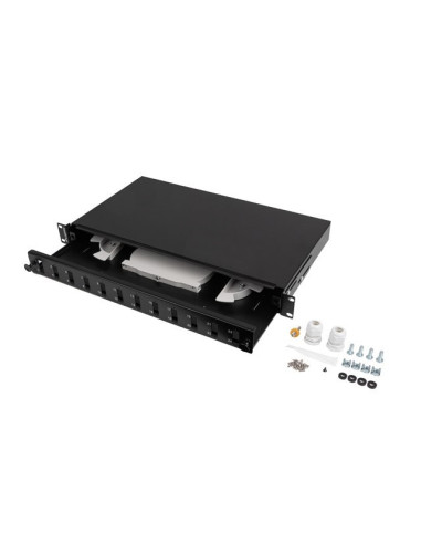 Przełącznica Światłowodowa Lanberg 12Xsc Duplex / 12Xlc Quad Rack 19" 1U Czarna + Akcesoria