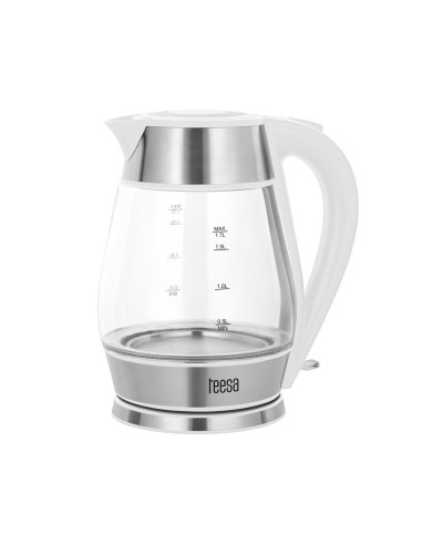 Czajnik Elektryczny Teesa Tsa1512W Szklany + Inox, 2200W, Biały, 1,7L