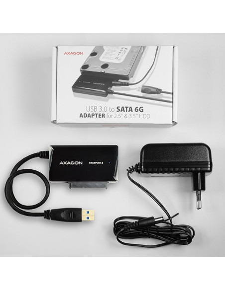 Axagon Adsa-Fp3 Fastport3 Adapter, Usb3.0, Hdd/Ssd/Odd, Sata 6G - Zasilacz Sieciowy