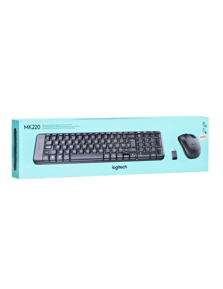 Zestaw Klawiatura + Mysz Membranowa Logitech Mk220 920-003168 (Usb 2.0  Kolor Czarny  Optyczna)