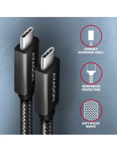 Axagon Bucm32-Cm20Ab Usb-C 3.2 Gen 2 Do Usb-C 3.2 Gen 2, Czarny - 2M