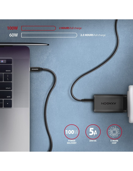 Axagon Bucm32-Cm20Ab Usb-C 3.2 Gen 2 Do Usb-C 3.2 Gen 2, Czarny - 2M