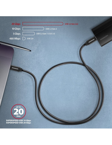 Axagon Bucm32-Cm20Ab Usb-C 3.2 Gen 2 Do Usb-C 3.2 Gen 2, Czarny - 2M