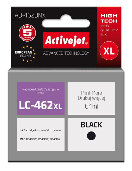 Activejet Ab-462Bnx Tusz (Zamiennik Brother Lc-462Xlbk  Supreme  64 Ml  Czarny).