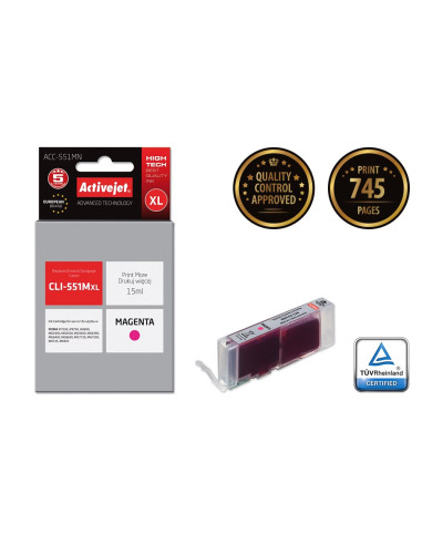 Activejet Acc-551Mn Tusz (Zamiennik Canon Cli-551M  Supreme  15 Ml  Czerwony)