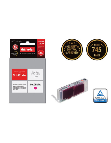 Activejet Acc-551Mn Tusz (Zamiennik Canon Cli-551M  Supreme  15 Ml  Czerwony)