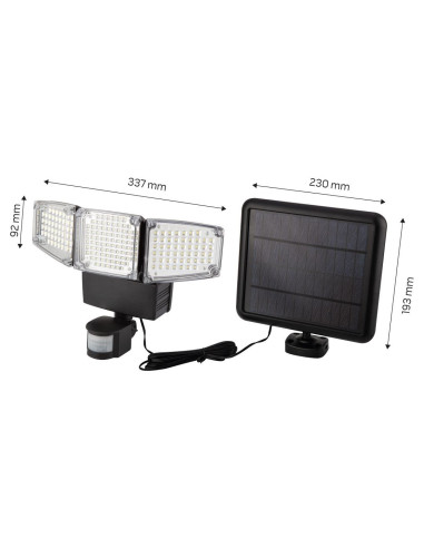 Lampa Solarna Ścienna Potrójna Led 1000 Lm