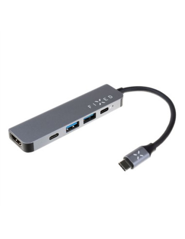 Poprawiono | 5-Portowy Usb-C Hub Mini Do Laptopów I Tabletów | Fixhu-Mn-Gr | Szary
