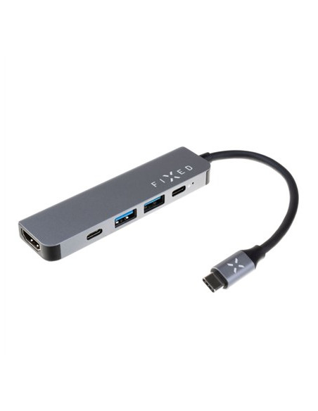 Poprawiono | 5-Portowy Usb-C Hub Mini Do Laptopów I Tabletów | Fixhu-Mn-Gr | Szary