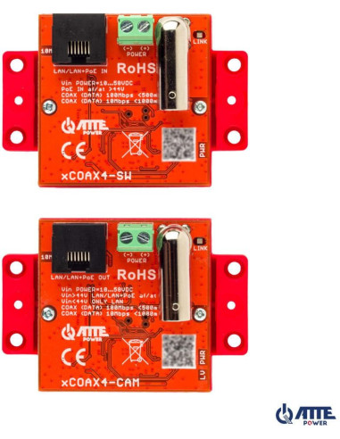 Zestaw Aktywnych Konwerterów Do Transmisji Ethernet Oraz Poe Atte Xcoax4-Set