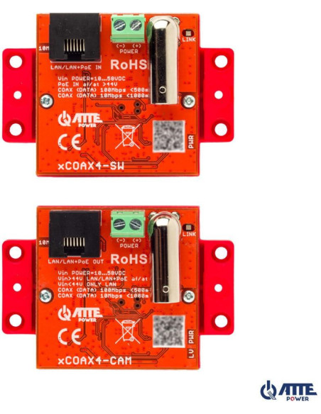 Zestaw Aktywnych Konwerterów Do Transmisji Ethernet Oraz Poe Atte Xcoax4-Set