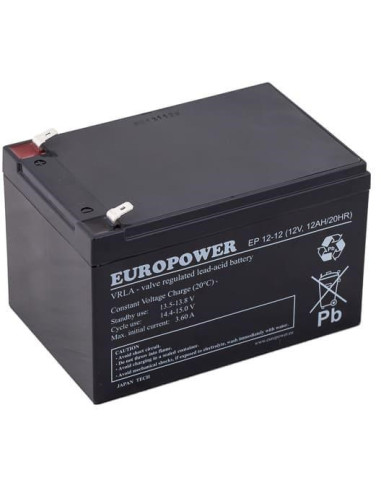 Akumulator Agm Europower Serii Ep 12V 12Ah (Żywotność 6-9 Lat)
