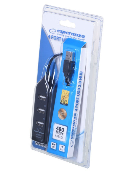 Hub Esperanza Ea116 (4X Usb 2.0  Kolor Czarny)