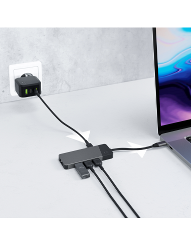 Green Cell Hub Usb-C Adapter Gc Connect 7W1 (3Xusb 3.1, Hdmi 4K 60Hz, Usb-C Pd 85W, Microsd/Sd)