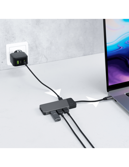 Green Cell Hub Usb-C Adapter Gc Connect 7W1 (3Xusb 3.1, Hdmi 4K 60Hz, Usb-C Pd 85W, Microsd/Sd)