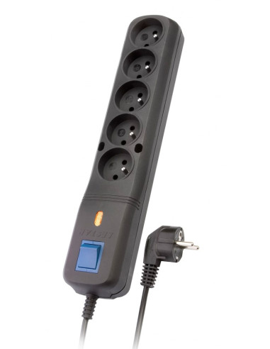 Listwa Przeciwprzepięciowa Lestar Lv 530W 1,5M (5 X Vde  10 A  1,5M  Kolor Czarny)