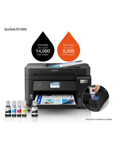 Epson Ecotank Et-4850 Atramentowa A4 4800 X 1200 Dpi 33 Stron/Min Wi-Fi