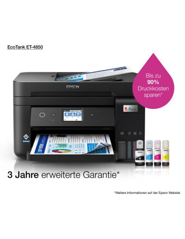 Epson Ecotank Et-4850 Atramentowa A4 4800 X 1200 Dpi 33 Stron/Min Wi-Fi