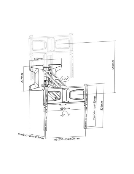 Maclean Uchwyt Do Tv Elektryczny Nad Kominek 37"-70" 35Kg Z Pilotem Mc-891