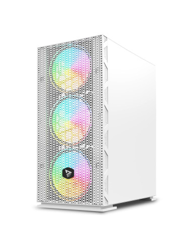 Savio Obudowa Pc Argb Mesh/Glass Raptor White X1