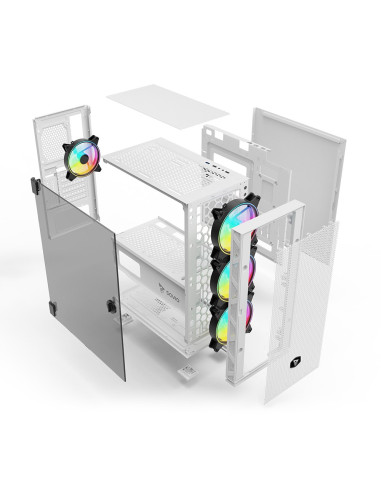 Savio Obudowa Pc Argb Mesh/Glass Raptor White X1