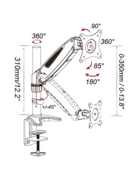 Techly Ramię Lcd Biurkowe Z Amortyzatorem Gazowym