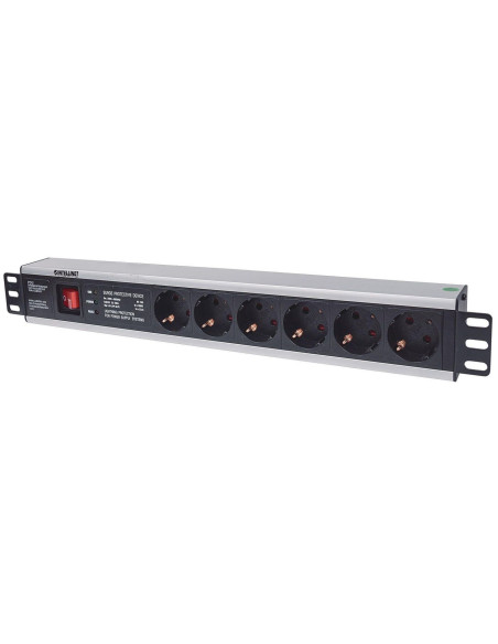 Intellinet 713962 Rozdzielacz Zasilania Pdu 6 X Gniazdo Sieciowe 1.5U Czarny