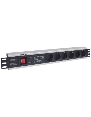 Intellinet 713962 Rozdzielacz Zasilania Pdu 6 X Gniazdo Sieciowe 1.5U Czarny