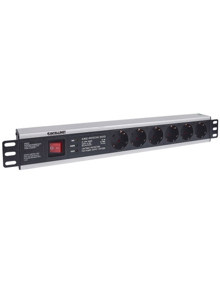 Intellinet 713962 Rozdzielacz Zasilania Pdu 6 X Gniazdo Sieciowe 1.5U Czarny