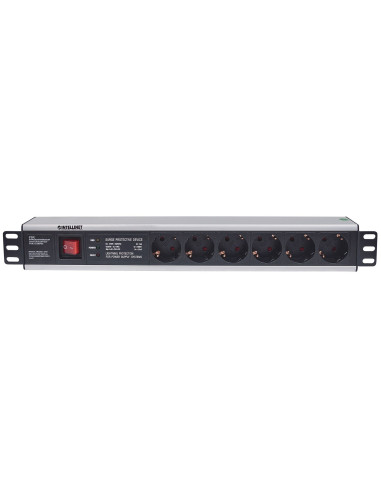 Intellinet 713962 Rozdzielacz Zasilania Pdu 6 X Gniazdo Sieciowe 1.5U Czarny